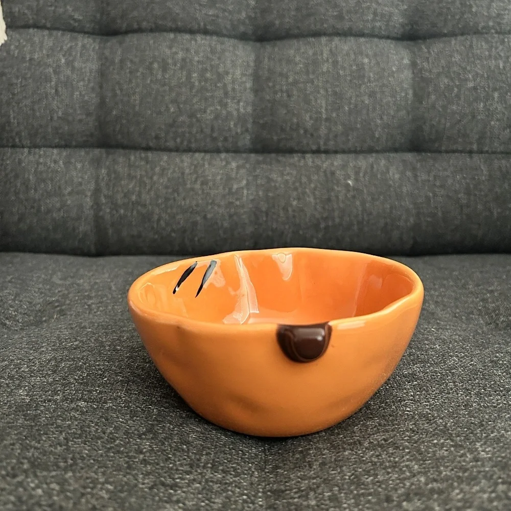Pottery Barn Orange Pumpkin Spooky Candy Bowl